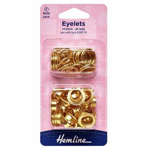 Gold Eyelets Refill Pack: 10.5mm x 24 Pieces