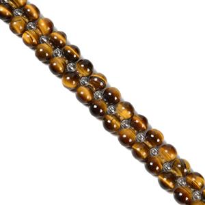 330cts Tiger Eye Barbell Beads with Spacers 38cm Strand, Approx 8x16mm
