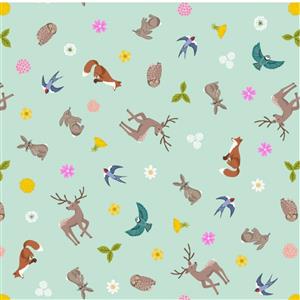 Lewis & Irene Clearbury Down Collection Clearbury Creatures Duck Egg Fabric 0.5m