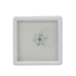 Jasmine Flower includes 1.35cts Aquamarine & Yellow Sapphire 6x3 & 3x3mm