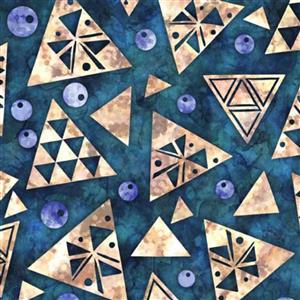 Dan Morris Flamenco Collection Triangle Geo Aqua Fabrics 0.5m