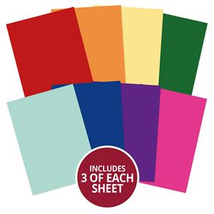 Rainbow Brights Adorable Scorable Selection, Contains 24 x 350gsm A4 Adorable Scorable sheets (3 sheets in each of 8 colourways)