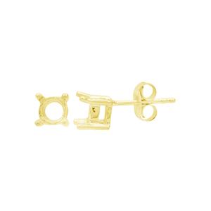 Gold Plated 925 Sterling Silver Round Earrings Mount (To fit 5mm gemstone) - 1 Pair