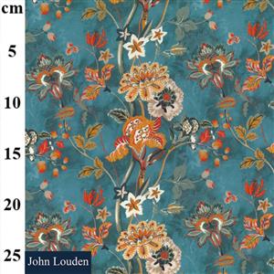 Teal Floral Digital Printed Viscose Fabric 0.5m