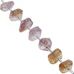 100cts Ametrine Graduated Faceted Unusual Tumbles Approx 11x4 to 17x8mm, 14cm Strand with Spacers