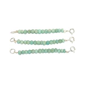 925 Sterling Silver Connector with Amazonite Approx 3x2 to 4x3mm Faceted Rondelles, Approx 5.5cm (Set of 3)
