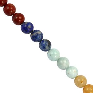 80cts Multi Gemstone Plain Rounds, Approx 7mm-10mm, 20cm Strand