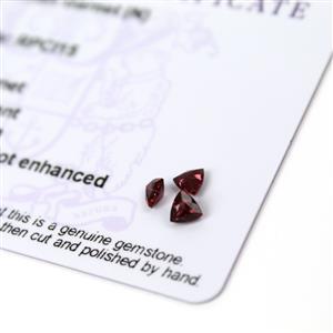 0.65cts Rajasthan Garnet 4x4mm Triangle Pack of 3 (N)