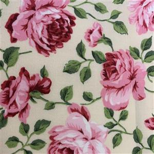 Country Floral Pink Peony on Cream Fabric 0.5m Exclusive