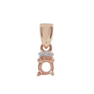 Rose Gold Plated 925 Sterling Silver Round Pendant With 3 Zircon Detail (To fit 4mm gemstone)- 1pcs