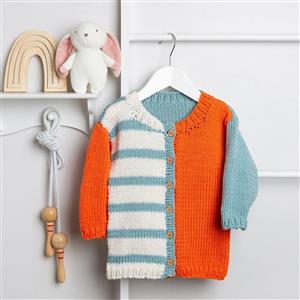 Wool Couture Toddler Colour Block Cardigan Knitting Kit (Size 2 Years) With Free Knitting Needles Worth £6