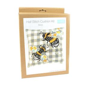 Half Cross Stitch Kit: Cushion: Bees - 40cm x 40xm