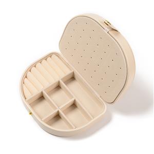 Cream PU Jewellery Storage Box, Approx 12x17x5cm