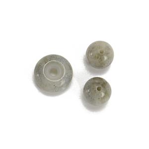 2x 10mm Labradorite Rounds & 1x Labradorite Silicone Slider Rondele, Approx 14mm