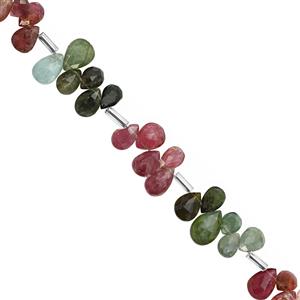30cts Multi-Colour Tourmaline Top Side Drill Faceted Pear Approx 5.5x3.5 to 8.5x5.5mm, 20cm Strand