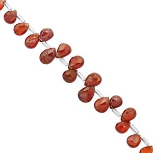 40cts Hessonite Garnet Top Side Drill Faceted Pear Approx 5.5x4.5 to 10x7mm, 20cm Strand with Spacers