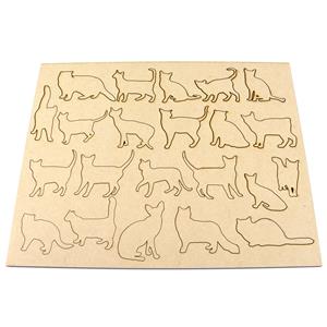 Bert & Gert's MDF Cats Embellishments Board (contains 22 pieces)
