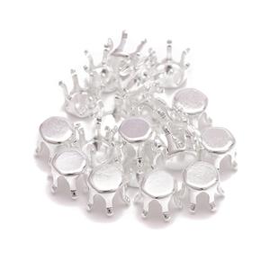 Silver Plated Base Metal 8mm Round Snap Settings, 20pcs