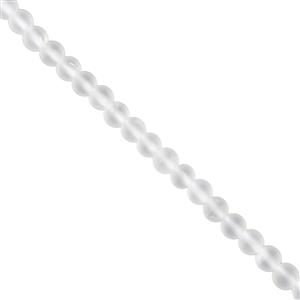 35cts Clear Quartz Matte Rounds Approx 4mm, 38cm Strand