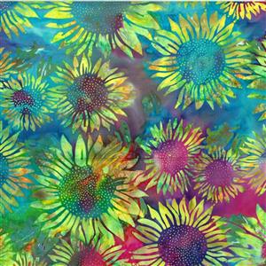 Little Miss Sunshine Sunflowers Bright Bali Batik Fabric 0.5m