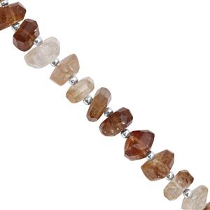 120cts Imperial Topaz Graduated Faceted Unusual Tumble Approx 8x5 to 12.5x7.5mm, 15cm Strand with Spacers