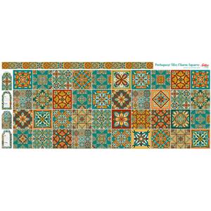 Amber Makes Sewing School Portuguese Tiles Charm Squares Fabric Panel (140cm x 60cm)