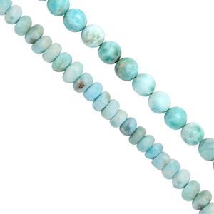 Larimar Smooth Round Graduated Bead Approx 4 to 6mm & Rondelles bundle