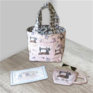 Amber Makes Vintage Sewing Mug Bag Kit: Instructions & Panel (70x103cm)