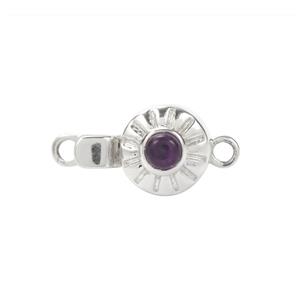 925 Sterling Silver Scarecrow Button Clasp (16x8mm) with Amethyst, 3mm