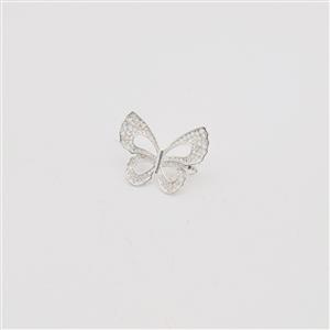 925 Sterling Silver Butterfly Clasp With White Cubic Zirconia