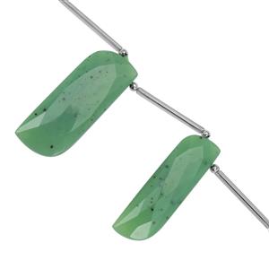 85cts Chrysoprase Faceted S Shapes Approx 35x11 to 47x15mm, 11cm Strand With Spacers