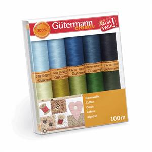 Gütermann Natural Cotton C No.50 Thread Set Assorted Colours Pack of 10 x 100m