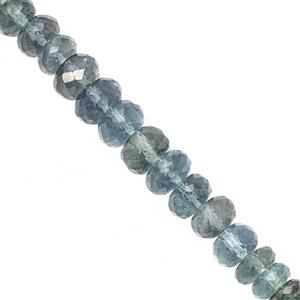 Natural 50cts Midnight Aquamarine Graduated Faceted Rondelles Approx 4.5x2.5 to 7x4mm, 19cm Strand