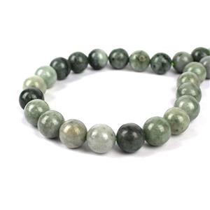 345cts Type A Green Burmese Jade Plain Round Approx 10mm, 38cm Strand