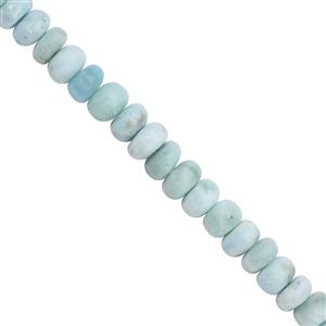 75cts Larimar Smooth Rondelle Approx 5x3 to 7x5mm, 20cm Strand