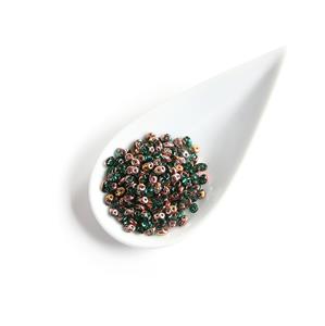 SuperDuo Emerald Capri Gold Beads Approx. 2.5x5mm (22.5GM/TB)