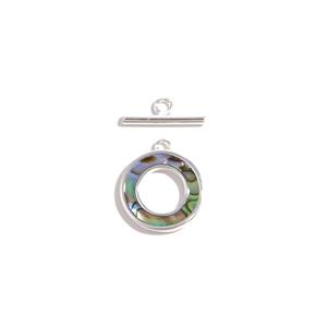  925 Sterling Silver Toggle Clasp with Paua, Approx 15mm 