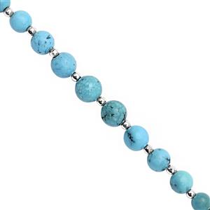 15cts Mexican Turquoise Smooth Round Approx 4 to 7mm, 10cm Strand With Spacers