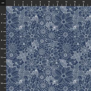 Mia Charro Floral Pets Collection Sigrid Blue Fabric 0.5m