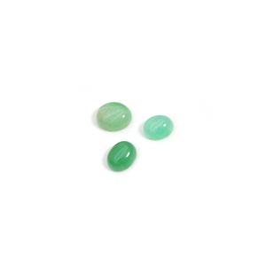 12cts Chrysoprase Oval Cabochons Approx 8x10 to 10x12mm, (Set Of 3)