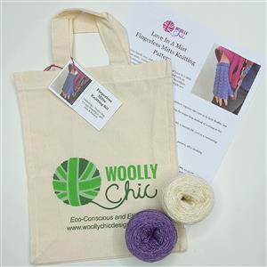 Woolly Chic Purple/White Fingerless Mitts Kit  