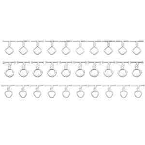 Silver Plated Base Metal Toggle Clasps, 3 Designs (Pack of 30)