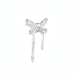 925 Sterling Silver Bow with White Topaz Connector, Approx 20x37mm