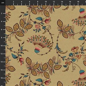 Henry Glass Lille Fan Floral Caramel Fabric 0.5m