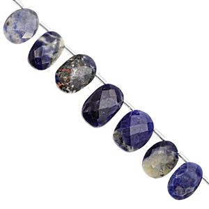 85cts Sodalite Top Side Drill Graduated Faceted Oval Approx 11.25x7.5mm to 17.5x12mm, 19cm Strand with Spacers