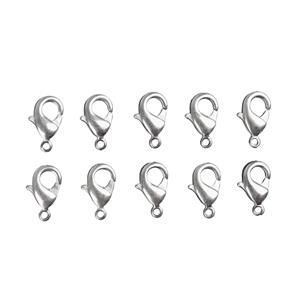 Silver Plated Base Metal Lobster Claw Clasp, 12mm (10pcs)