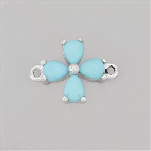 925 Sterlng Silver Flower Connector With 0.88cts Sleeping Beauty Turquoise Approx 4x3mm