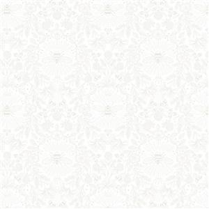 Lewis & Irene Tiny Tonals Collection Queen Bee White On White Fabric 0.5m