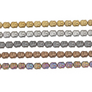 890cts Rose Gold, Silver, Mystic, Black & Yellow Gold Coated Hematite Matt Buddha Approx 10 x 8 mm, 20cm (Pack of 5) strands