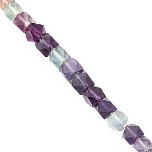 55cts Multi-Colour Fluorite Faceted Cube Approx 4 to 7mm, 20cm Strand